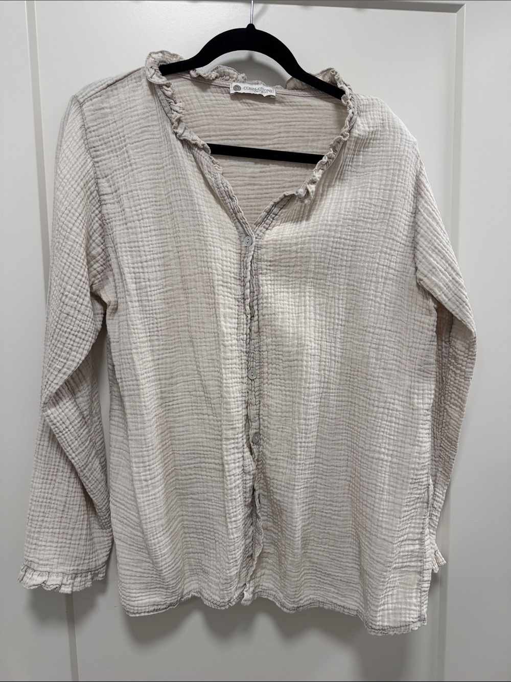 Cream Ruffled Button-Down Shirt - Cream